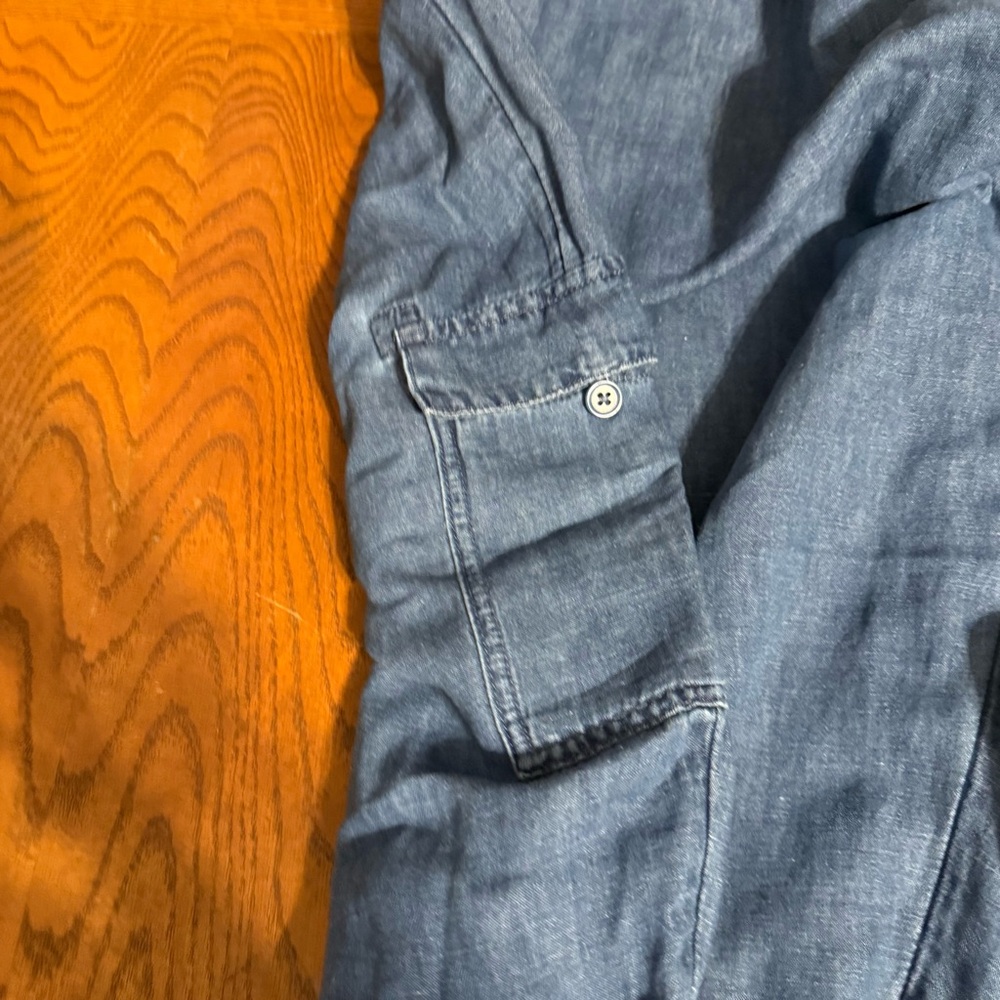 Lucy & Yak Rumi Cargo Denim Balloon Pants UK 24 or US 20 Elastic Waist Pull-on - Picture 6 of 15